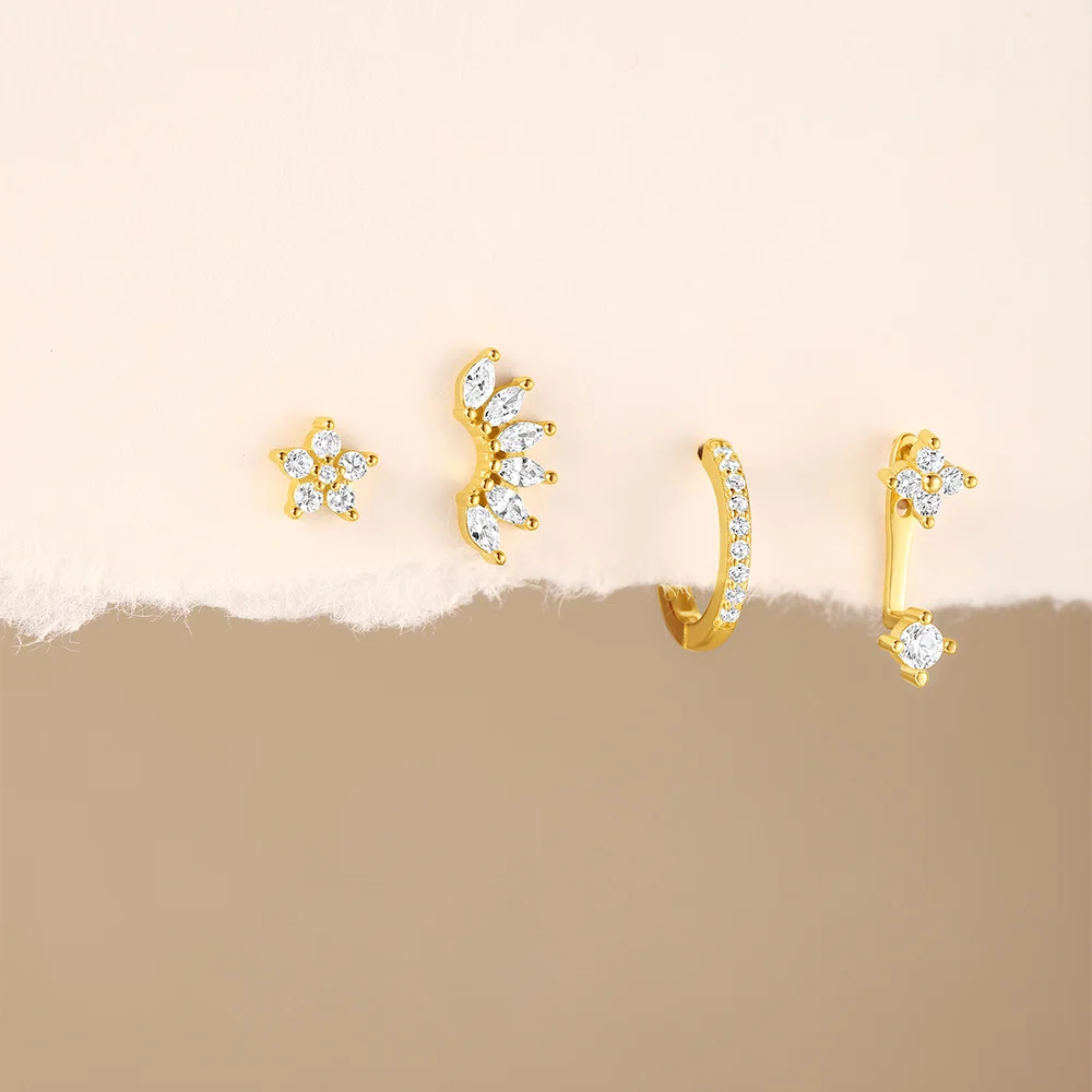 Set piercing oreilles 4 pcs • Lobe, Hélix, Rook