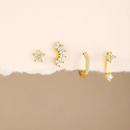 Set piercing oreilles 4 pcs • Lobe, Hélix, Rook