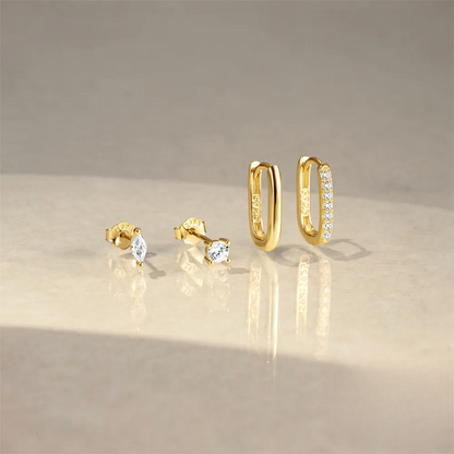 Ensemble 3 Piercings Or • Lobe & Hélix Mix