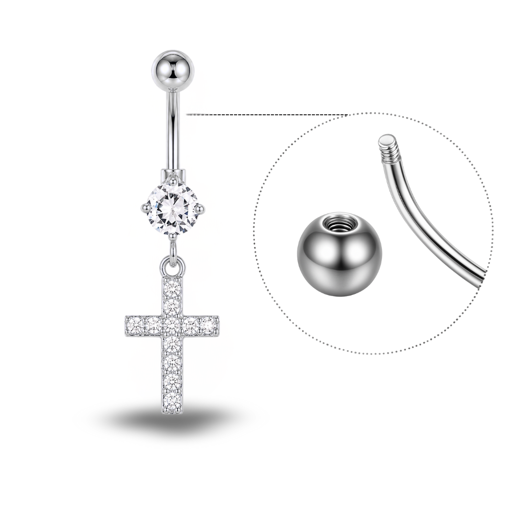 Piercing Nombril Croix • Titane