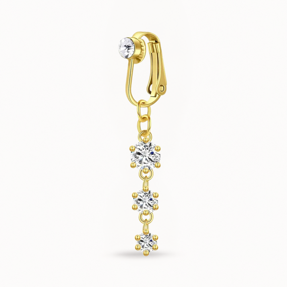 Faux piercing nombril 3 charms clip