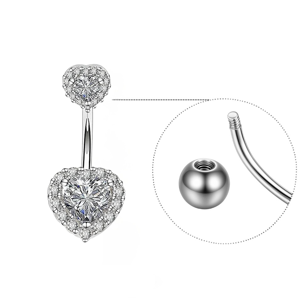 Piercing Nombril Strass Coeur • Titanium
