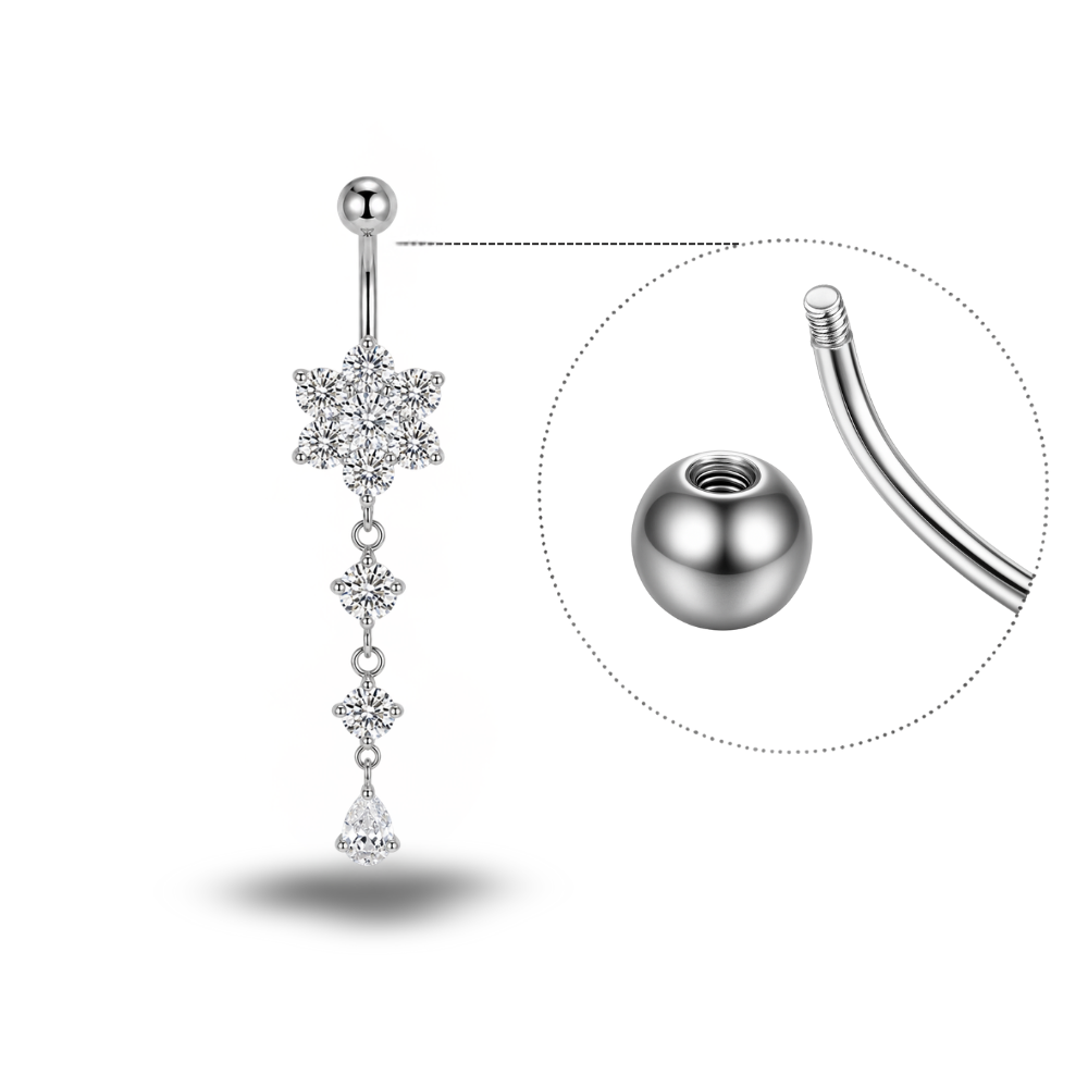 Piercing Nombril Triple Fleur • Titanium