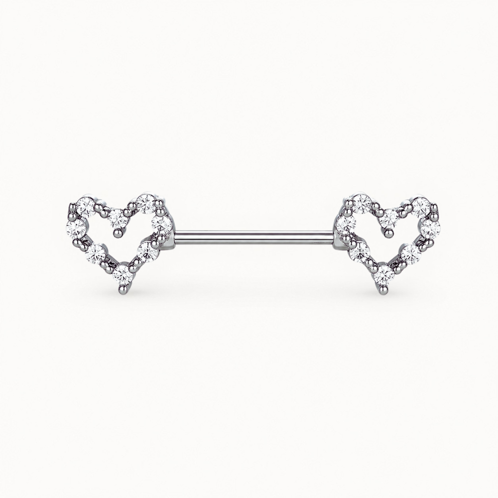 Piercing Téton Double Cœur • Titanium • 2 PCS