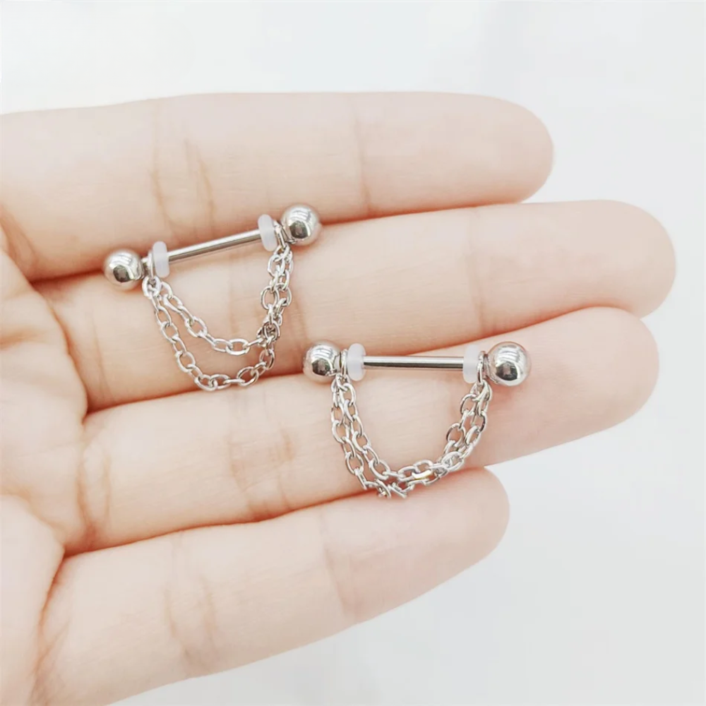 Piercing Téton Chaine • Titanium • 2 PCS