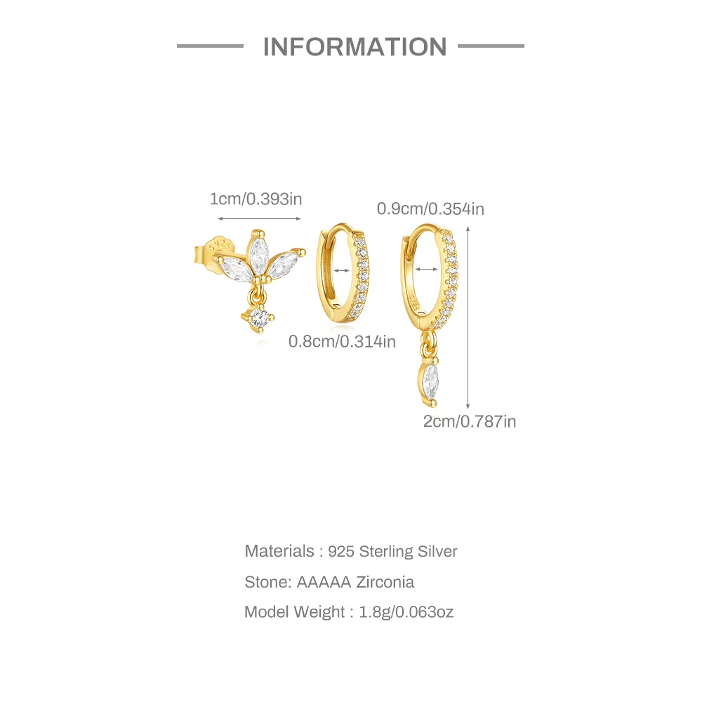 Ensemble Piercings 3 pcs • Anneaux & Clous Oreille