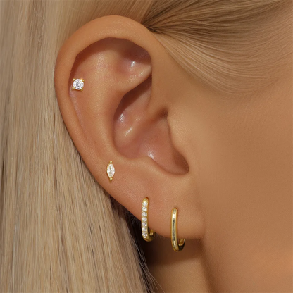 Ensemble 3 Piercings Or • Lobe & Hélix Mix