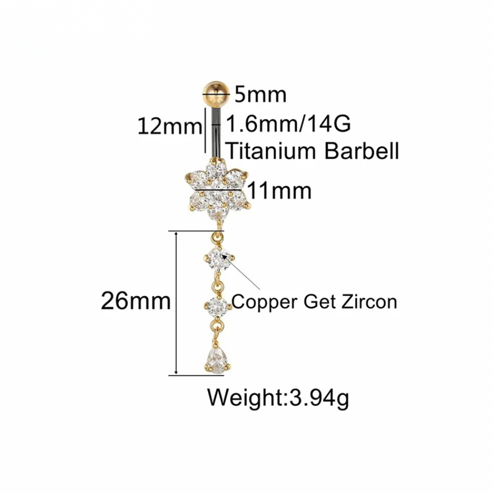Piercing Nombril Triple Fleur • Titanium