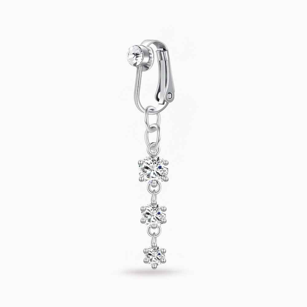 Faux piercing nombril 3 charms porté