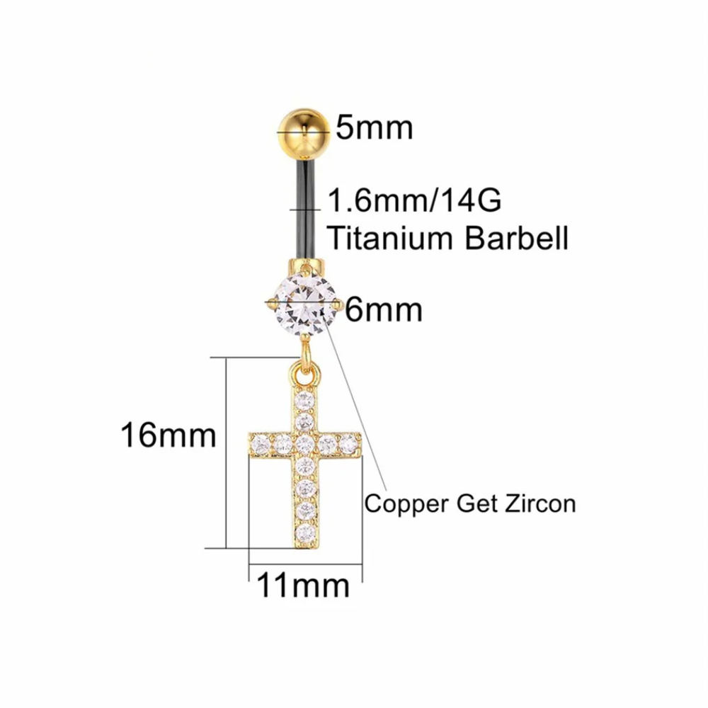 Piercing Nombril Croix • Titane