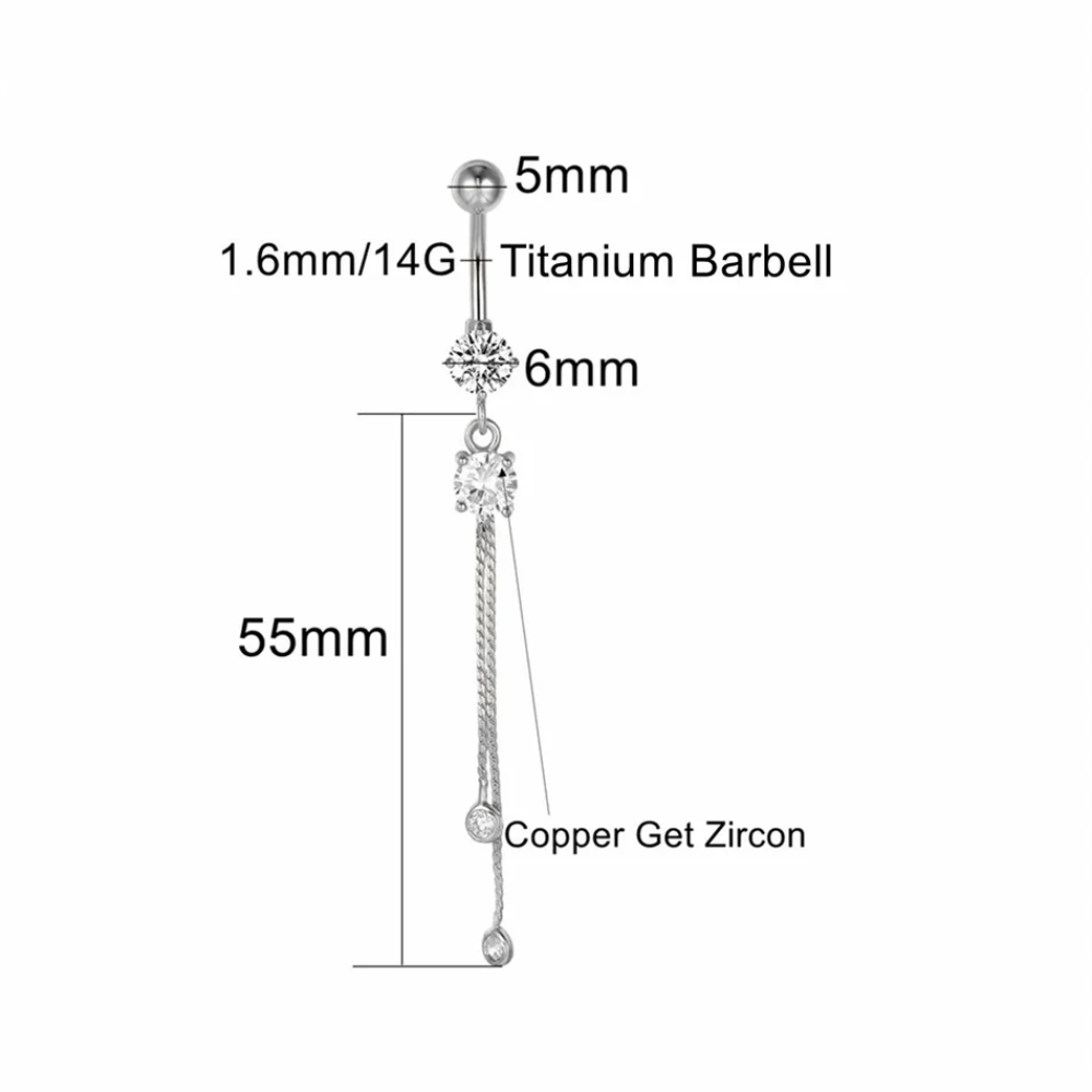 Piercing Nombril Pendant Avec Chaine • Titane