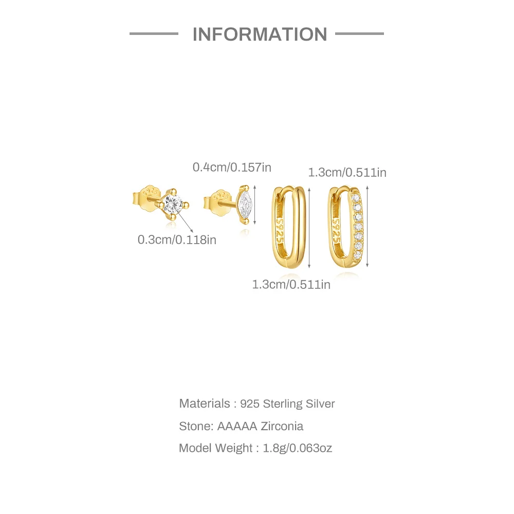 Ensemble 4 Piercings Or • Lobe & Hélix Mix