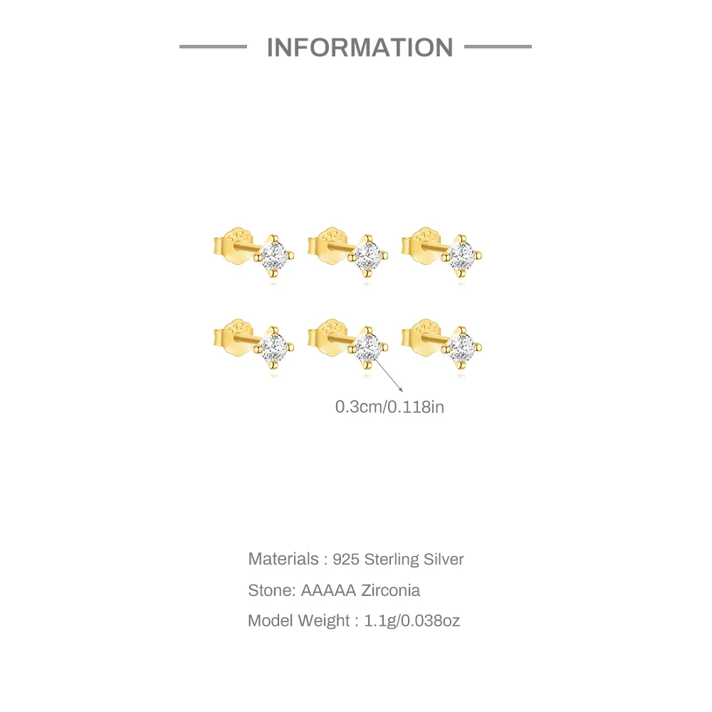 Ensemble 6 Clous d'Oreille • Or 18K