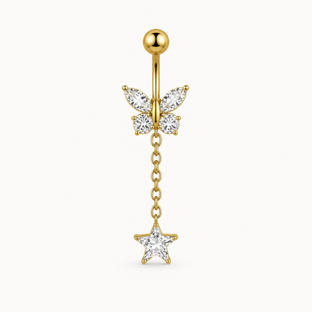 Piercing Nombril Papillon Chaine • Titanium