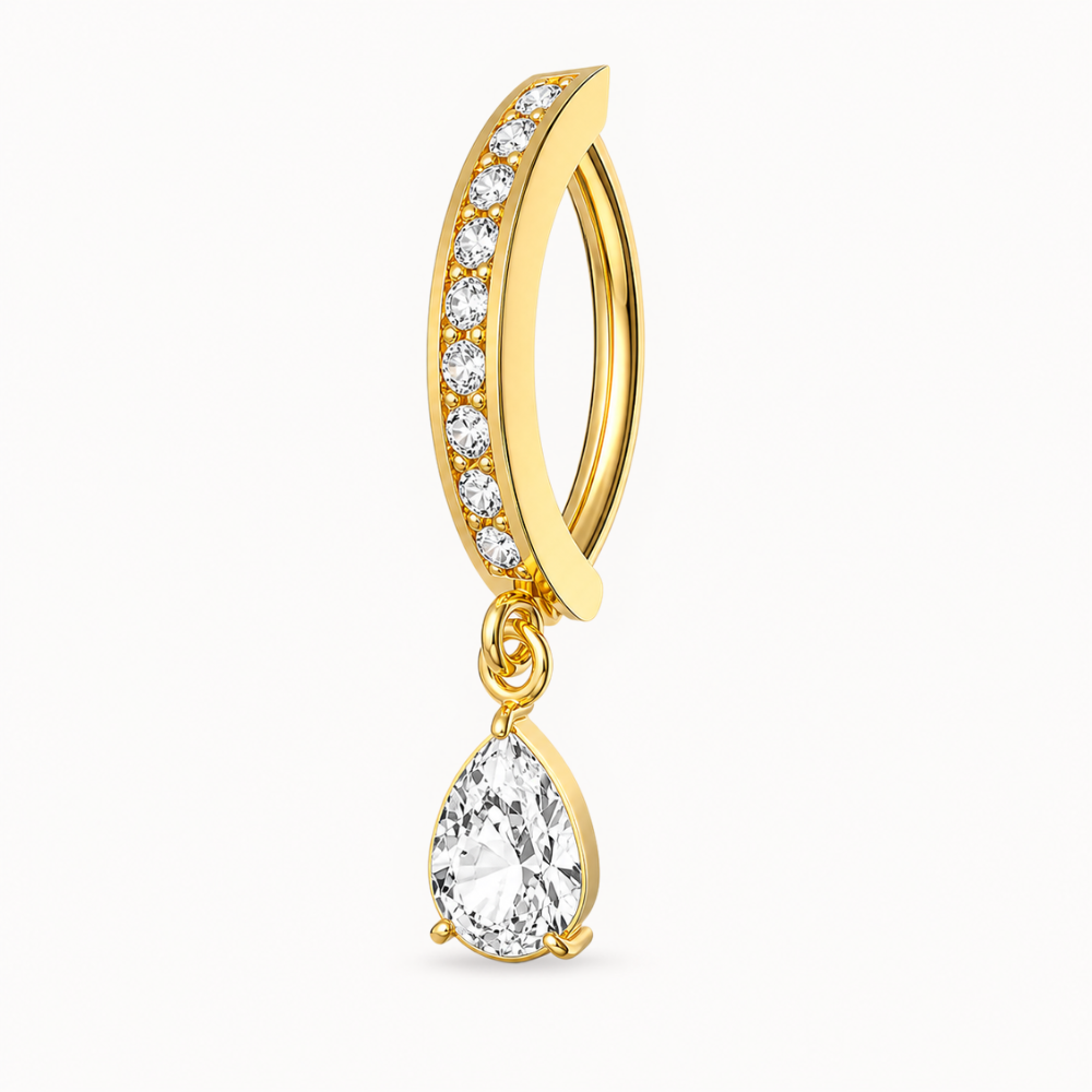 Piercing nombril clicker charm porté