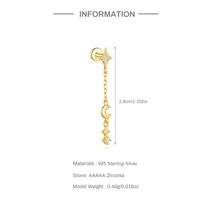 Boucles d’Oreille Or 18k • Style Chaine Pendentif