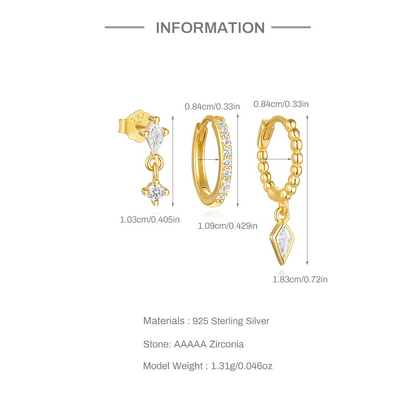Set Piercings Or 3pcs • Style Minimaliste