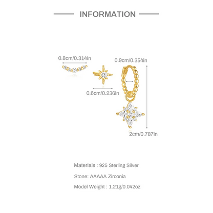 Lot 3 Piercings Or • Hélix, Lobe, Mixte