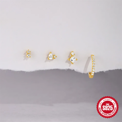 Set 4 Piercings Or • Lobe, Hélix, Style Mix