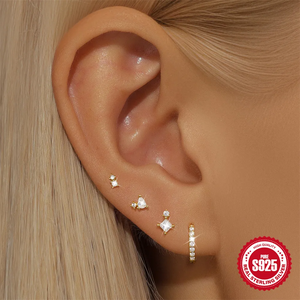 Set 4 Piercings Or • Lobe, Hélix, Style Mix