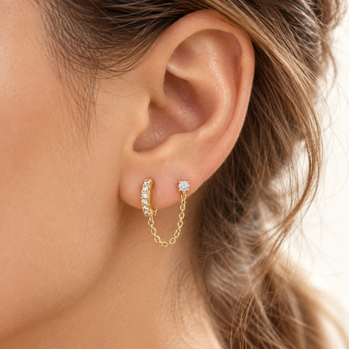 Boucle d’Oreille Chaîne Éclat • Acier Inoxydable