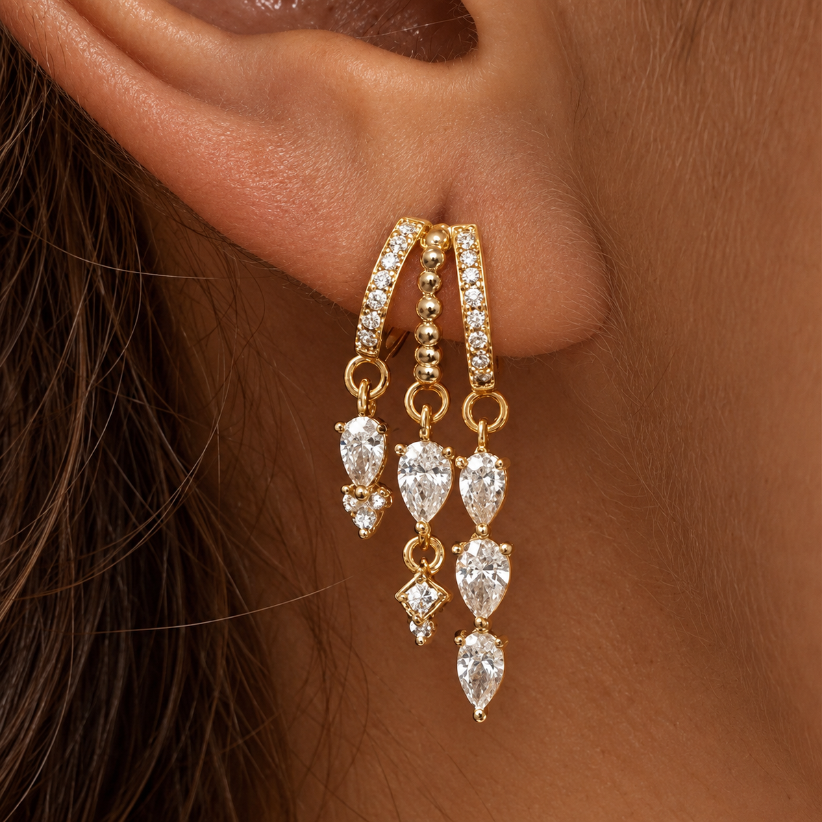Boucle Triple Éclat – Acier Inoxydable plaquées or 14 carats