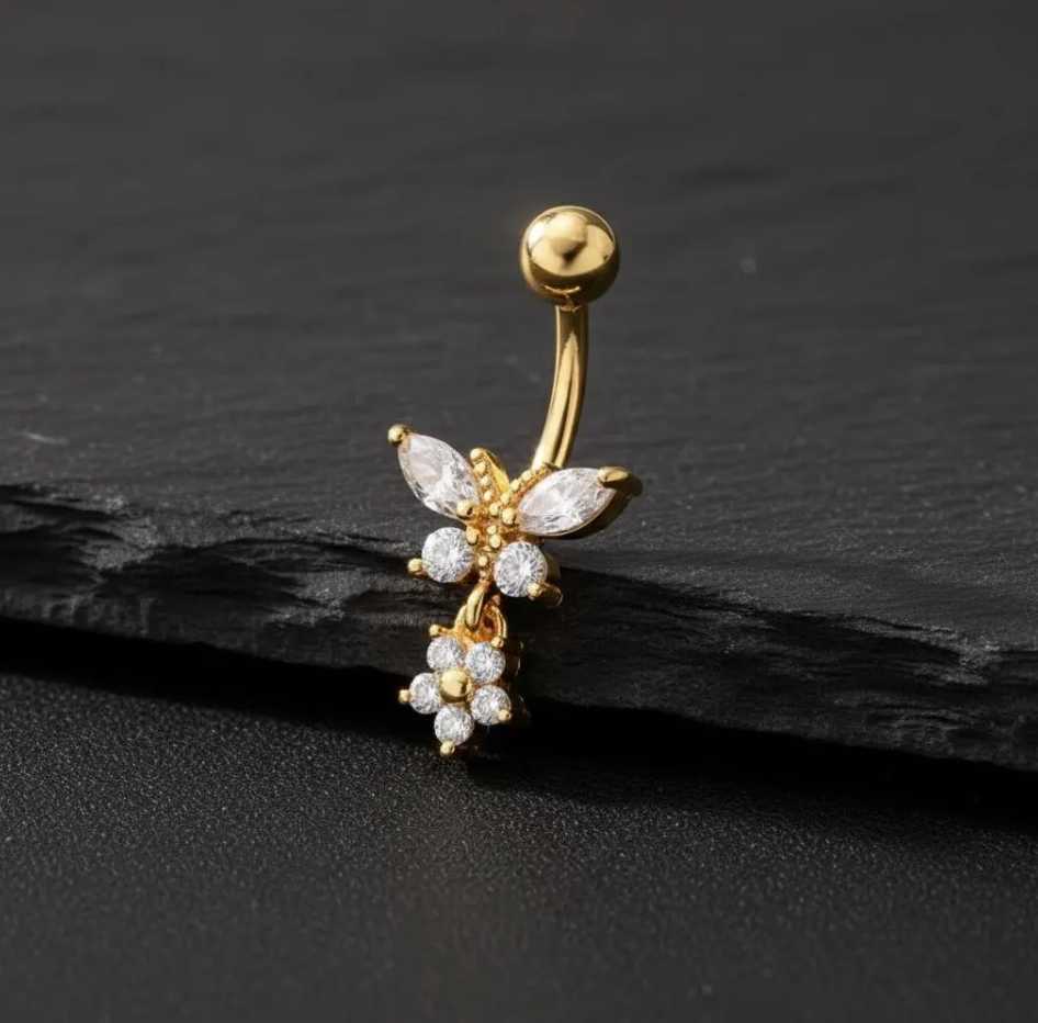 Piercing Nombril Papillon Zircon