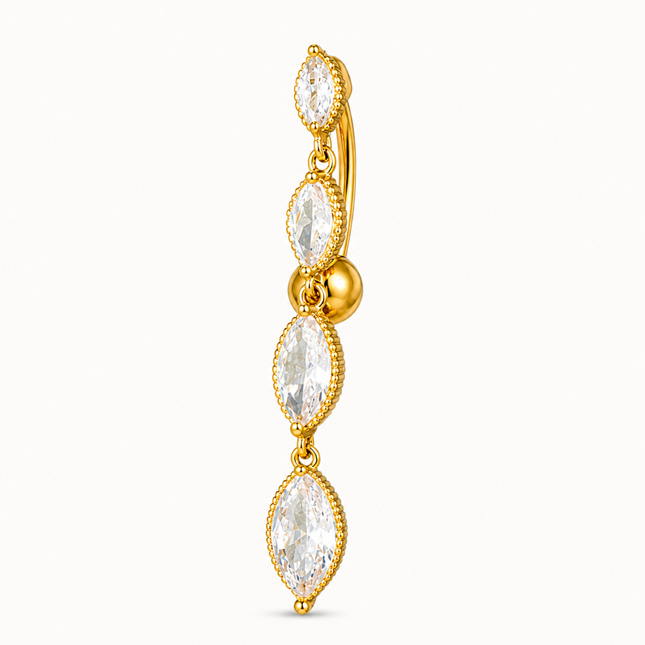 Piercing Nombril 4 charm Inversé • Titanium