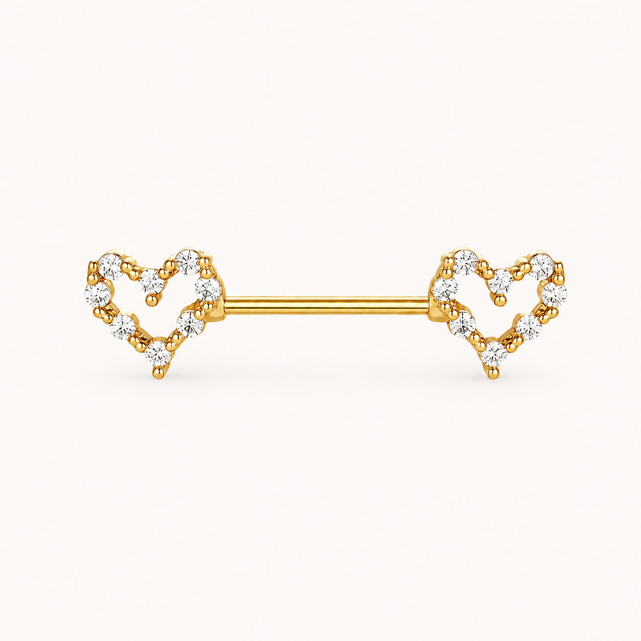 Piercing Téton Double Cœur • Titanium • 2 PCS