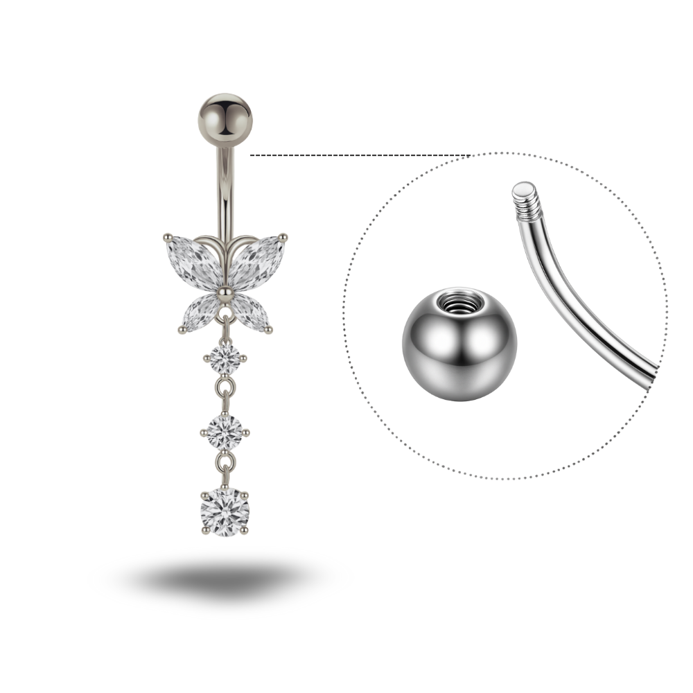 Bijou Nombril Titane • Papillon CZ Pendentif
