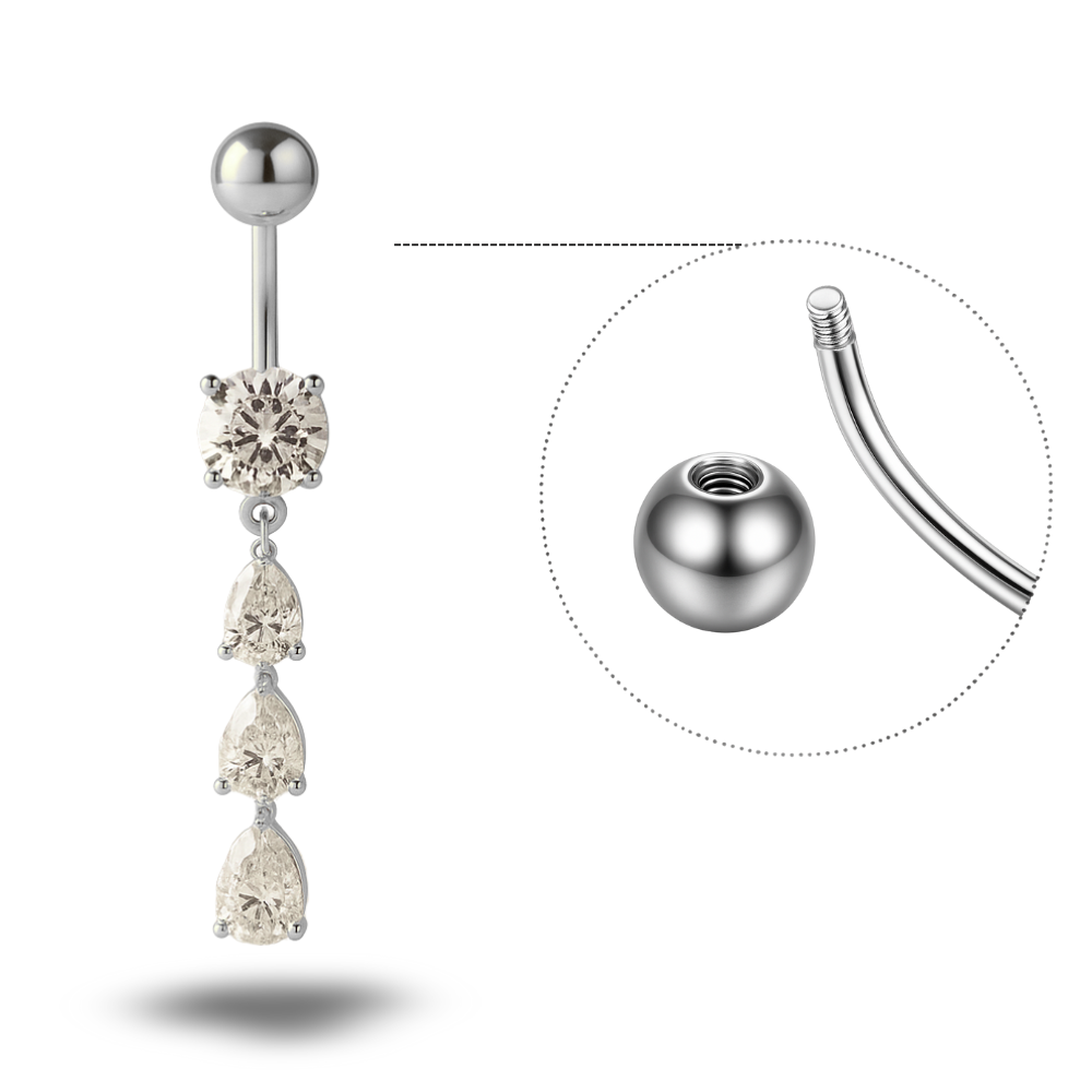 Piercing Nombril Triple CZ • Titane