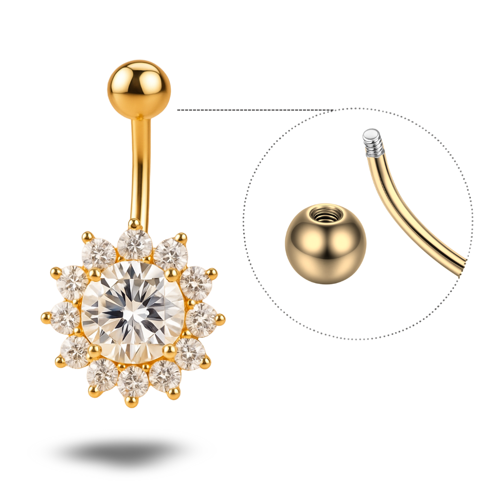 Piercing Nombril Soleil • Titane • Style Fin