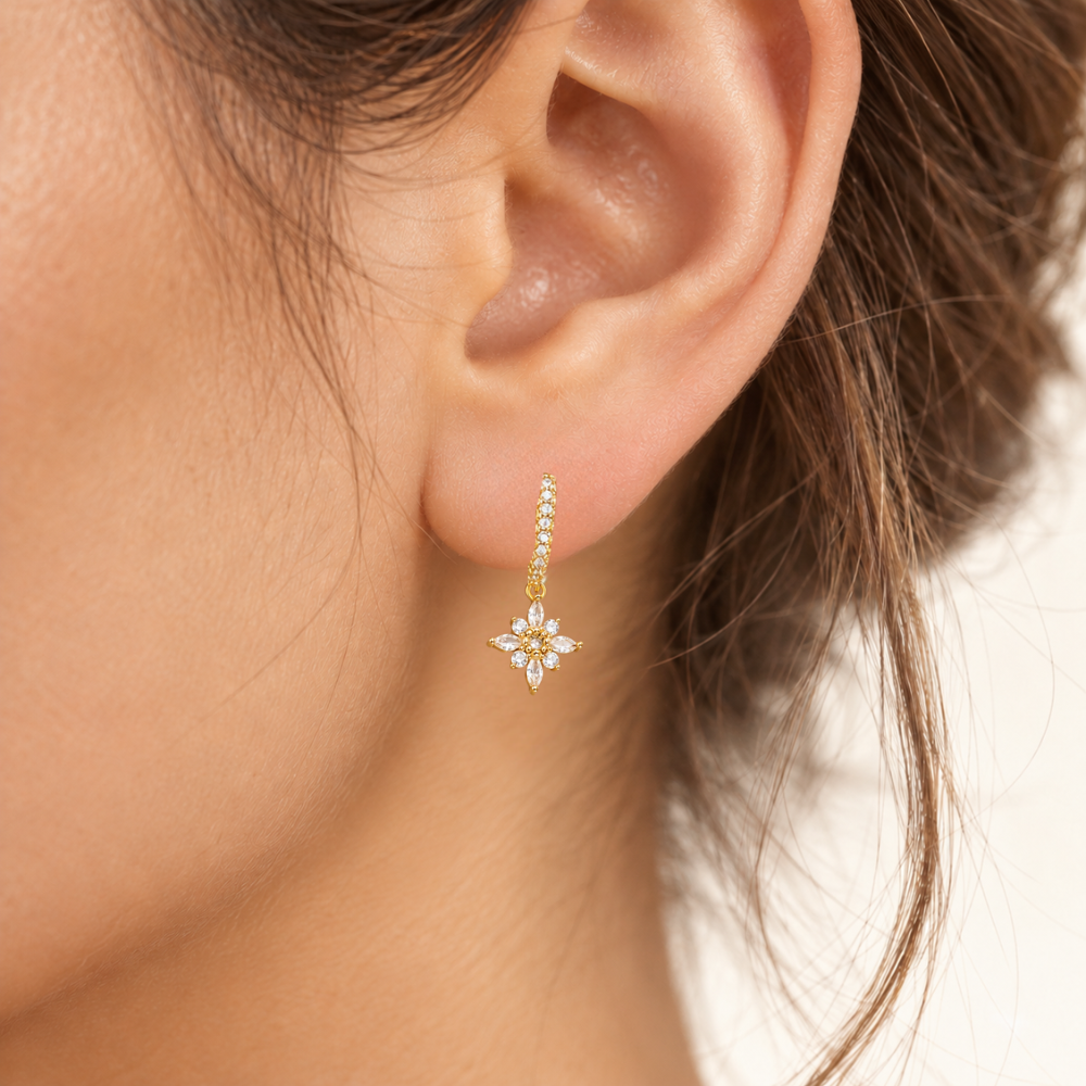 Boucle d’Oreille Fleur Éclat • Acier Inoxydable