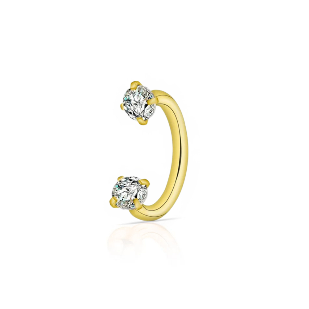 Piercing nez double zircon titane