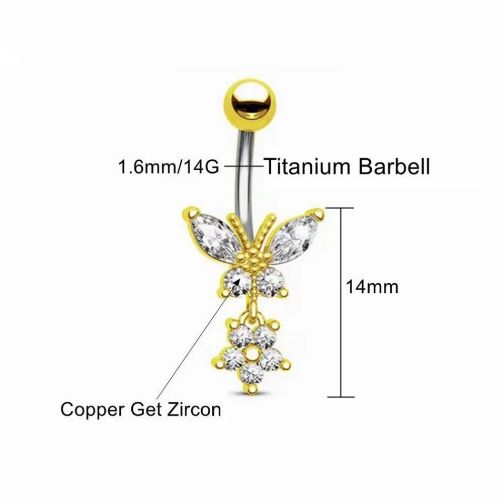 Piercing Nombril Papillon Zircon