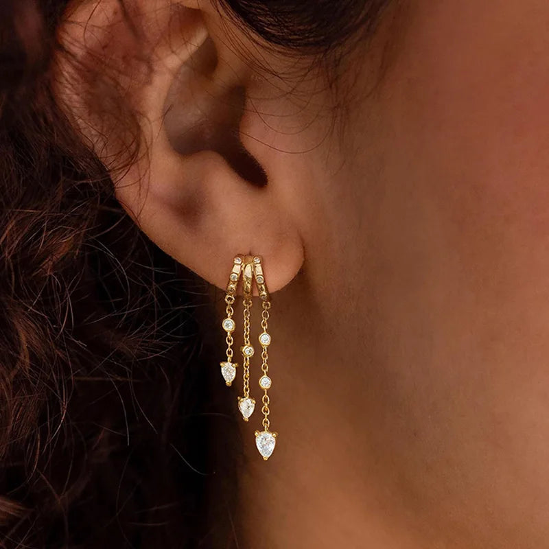 Boucle d’Oreille Pluie d’Éclat • plaquées or 14 carats