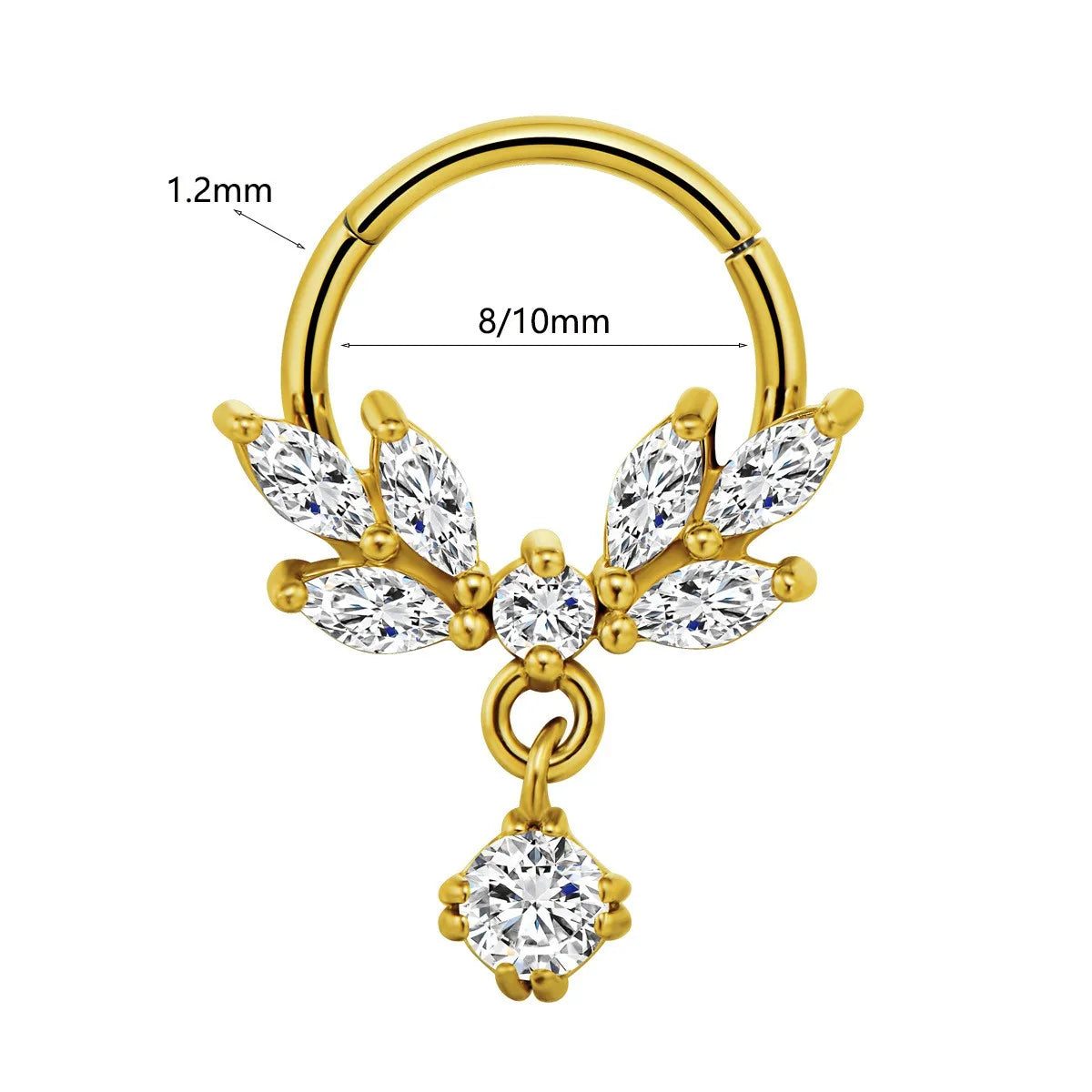 Détail piercing septum motif fleur
