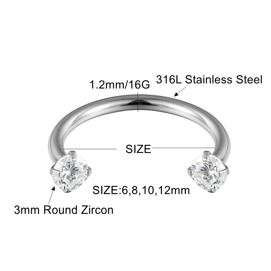Piercing nez double zircon hypoallergénique Orlux