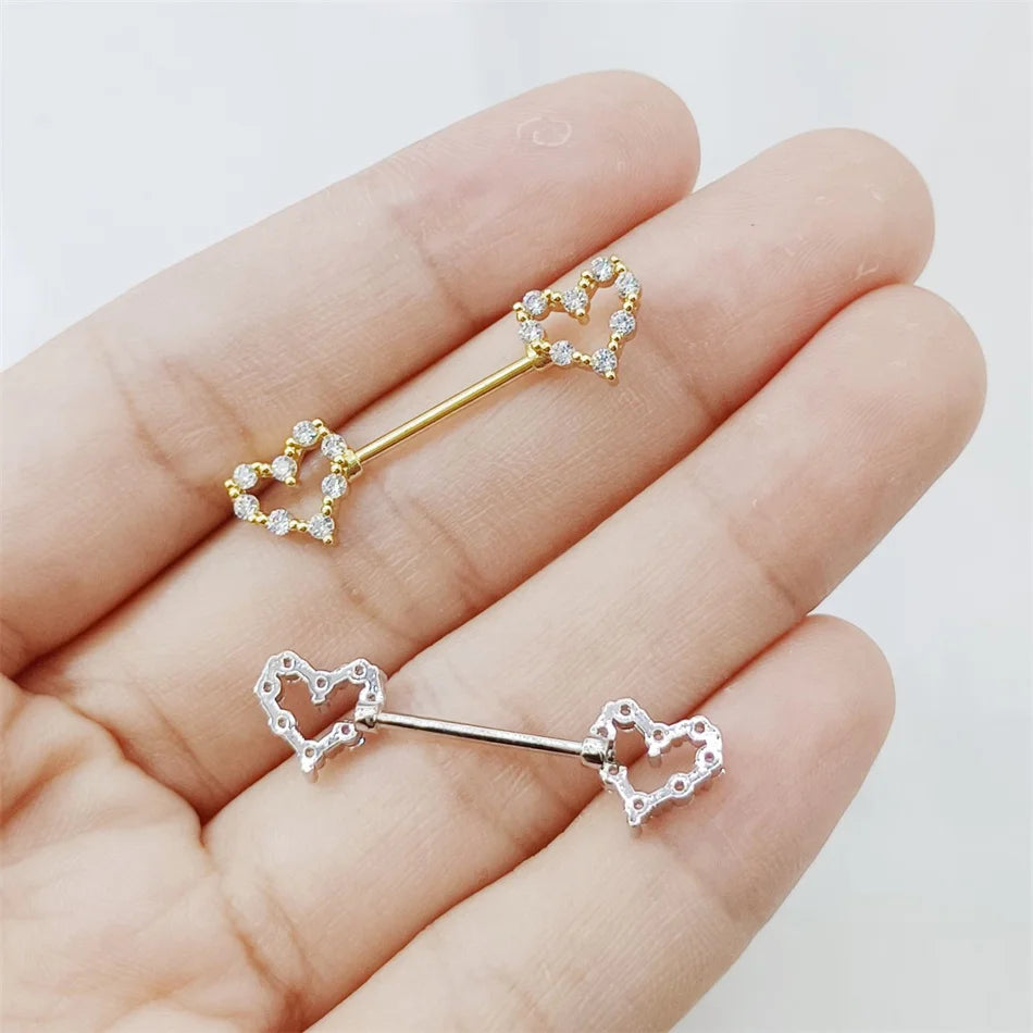 Piercing Téton Double Cœur • Titanium • 2 PCS
