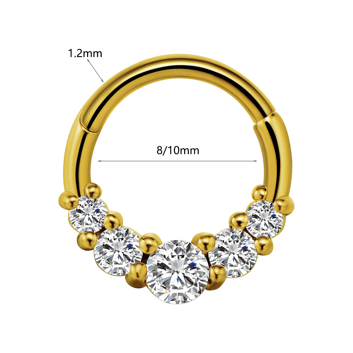 Piercing septum zircon gros plan