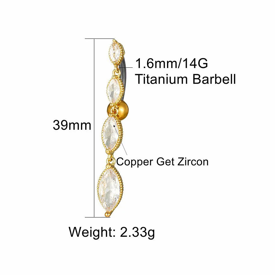 Piercing Nombril 4 charm Inversé • Titanium