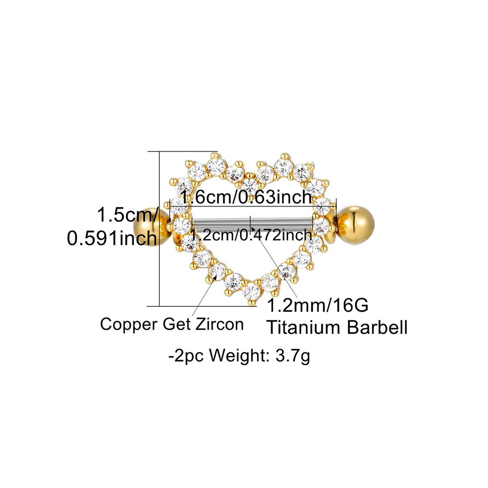 Piercing Téton Cœur • Titanium • 2 PCS