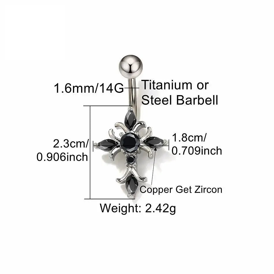 Piercing nombril Croix Noire • Titane