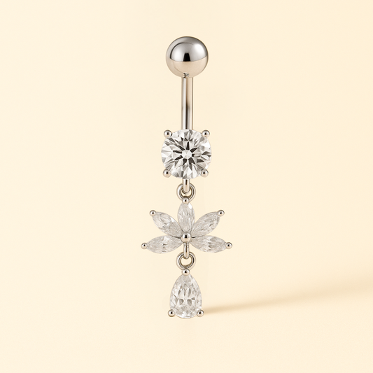 Piercing Nombril Fleur CZ • Titane Élégant