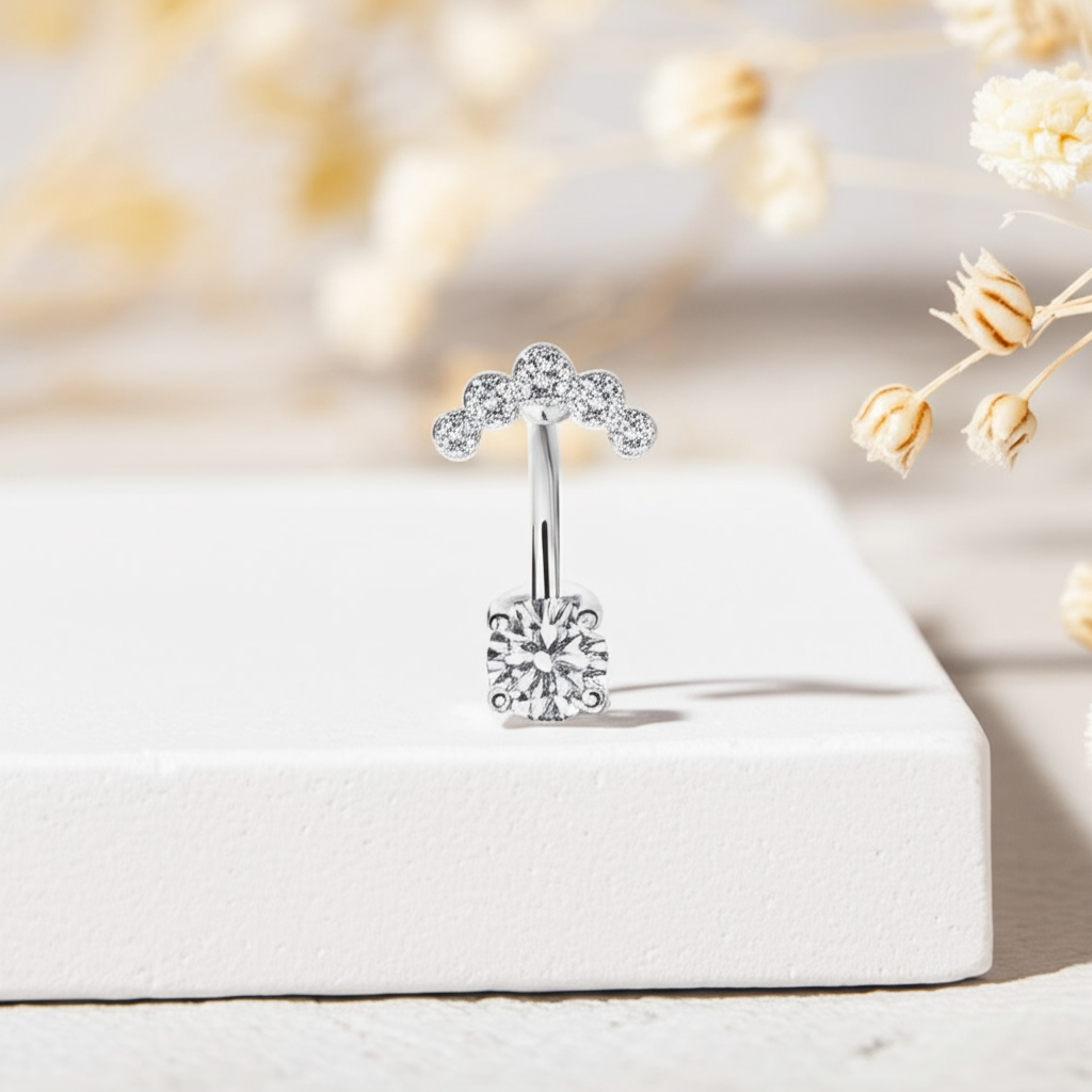 Piercing Nombril Barrette • Zircone & Éclat Brillant