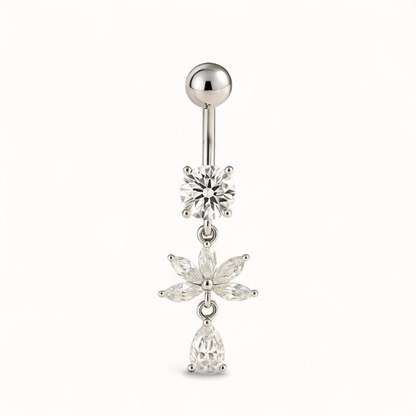 Piercing Nombril Fleur CZ • Titane Élégant