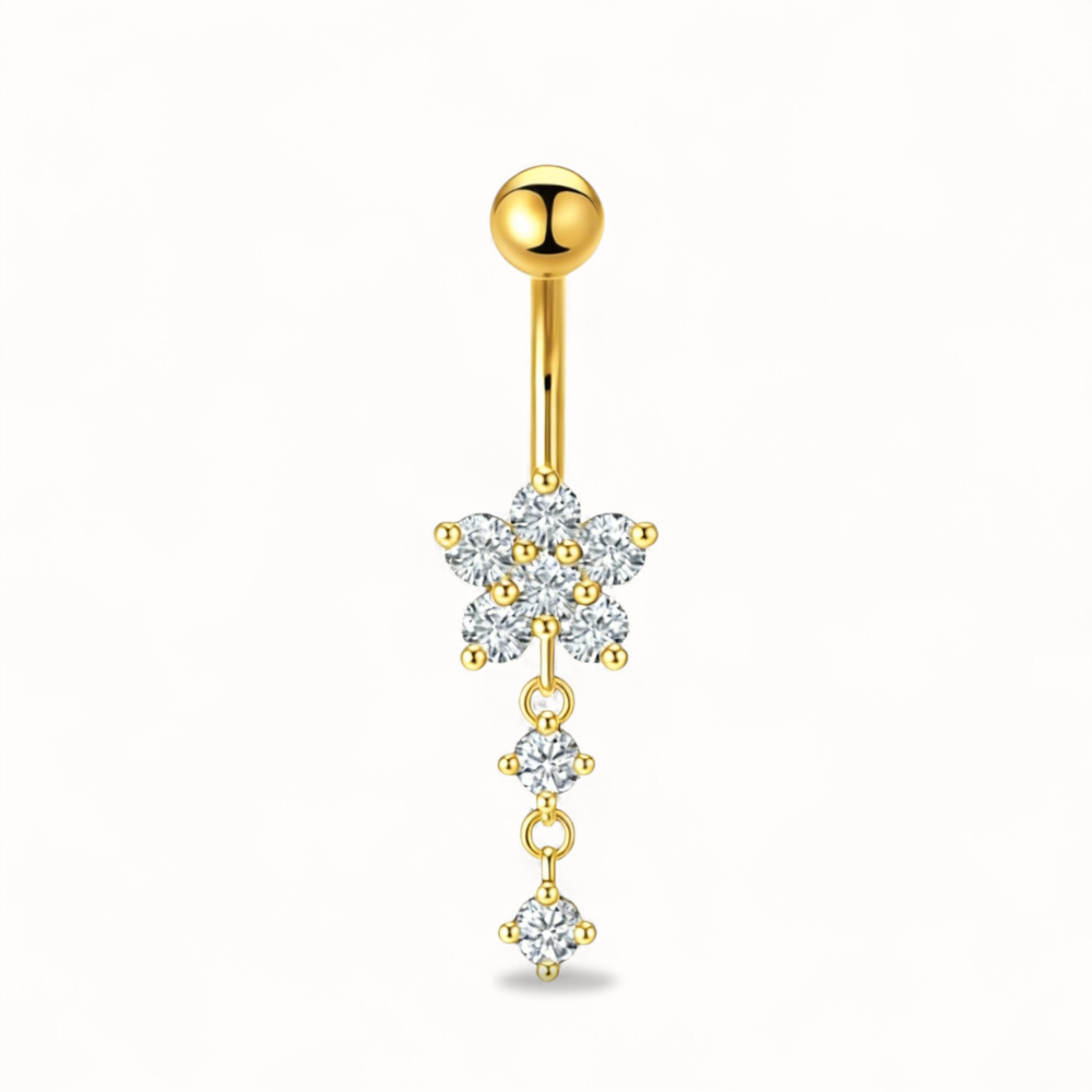 Piercing Nombril Fleur CZ • Titane