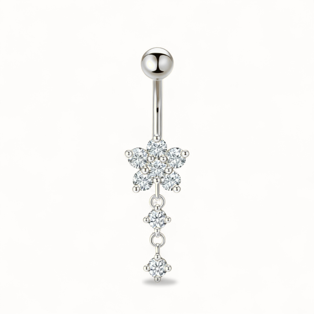 Piercing Nombril Fleur CZ • Titane