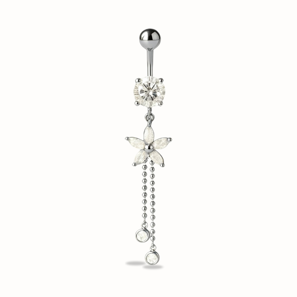 Piercing nombril chaîne titane or pendant
