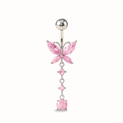 Piercing Nombril Papillon Rose • Titane